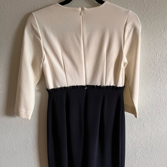 J. Crew Sheath Dress Cream and Black 3/4 Sleeve Crew Neck - Picture 3 of 3
